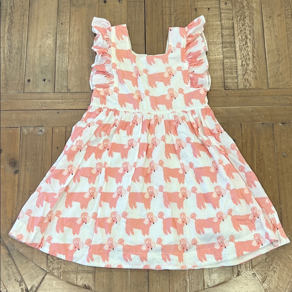 Pink chicken pink poodle Ruffle dress girls size 8